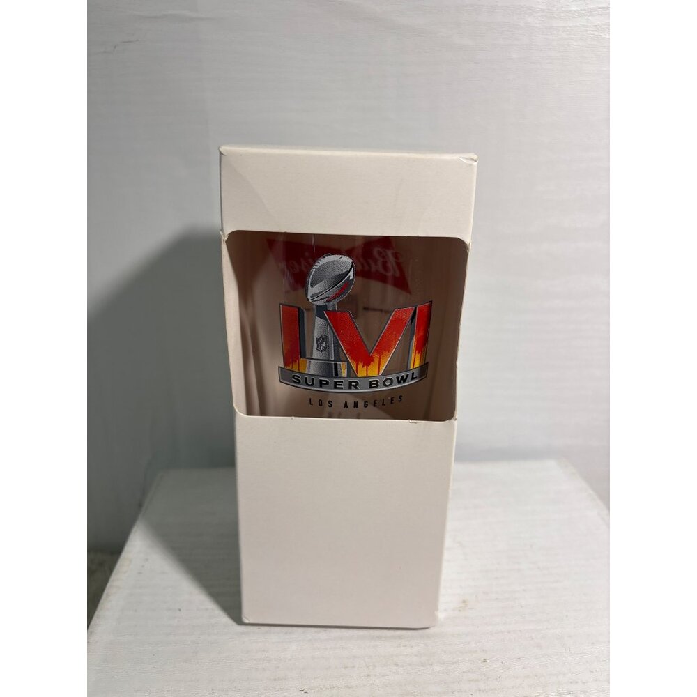 Super Bowl LVI Beer Pint Los Angeles Clear Glass Original Box Budweiser Football